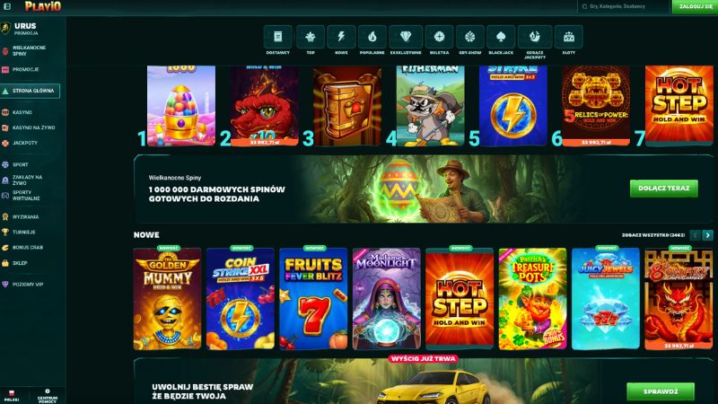 Playio Casino interfejs gry