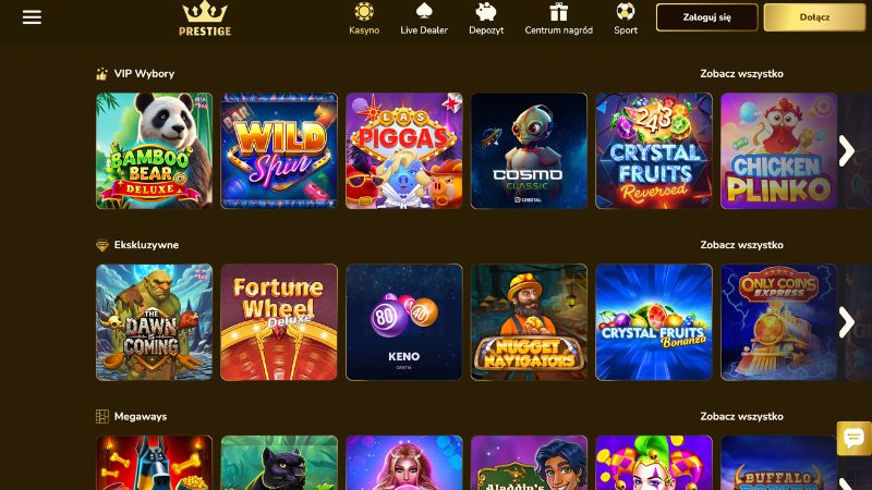 Prestige Casino gry